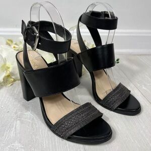 Size 10 Nine West Women’s Black Pinto Heels Pumps Strappy Sandals